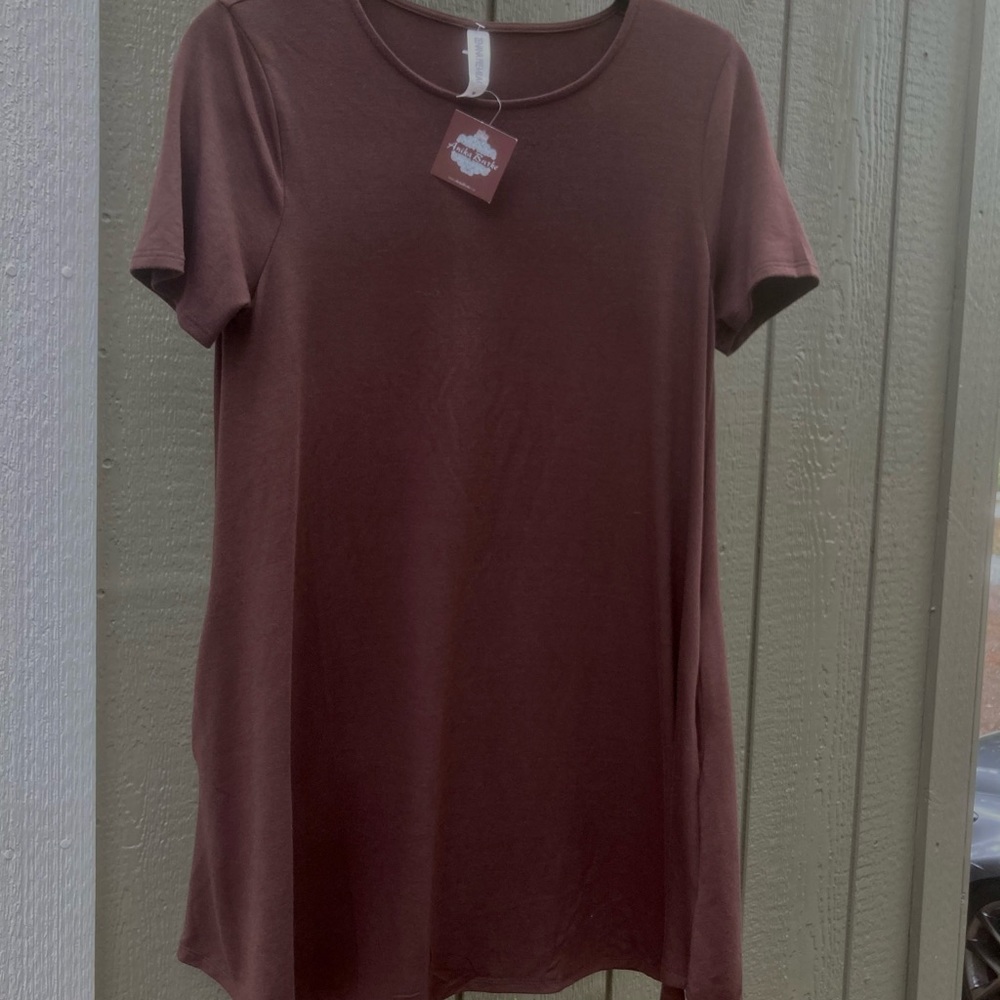 Chocolate brown Zenana Premium Tent dress.